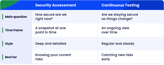 Security Assessment vs Continuous Testing